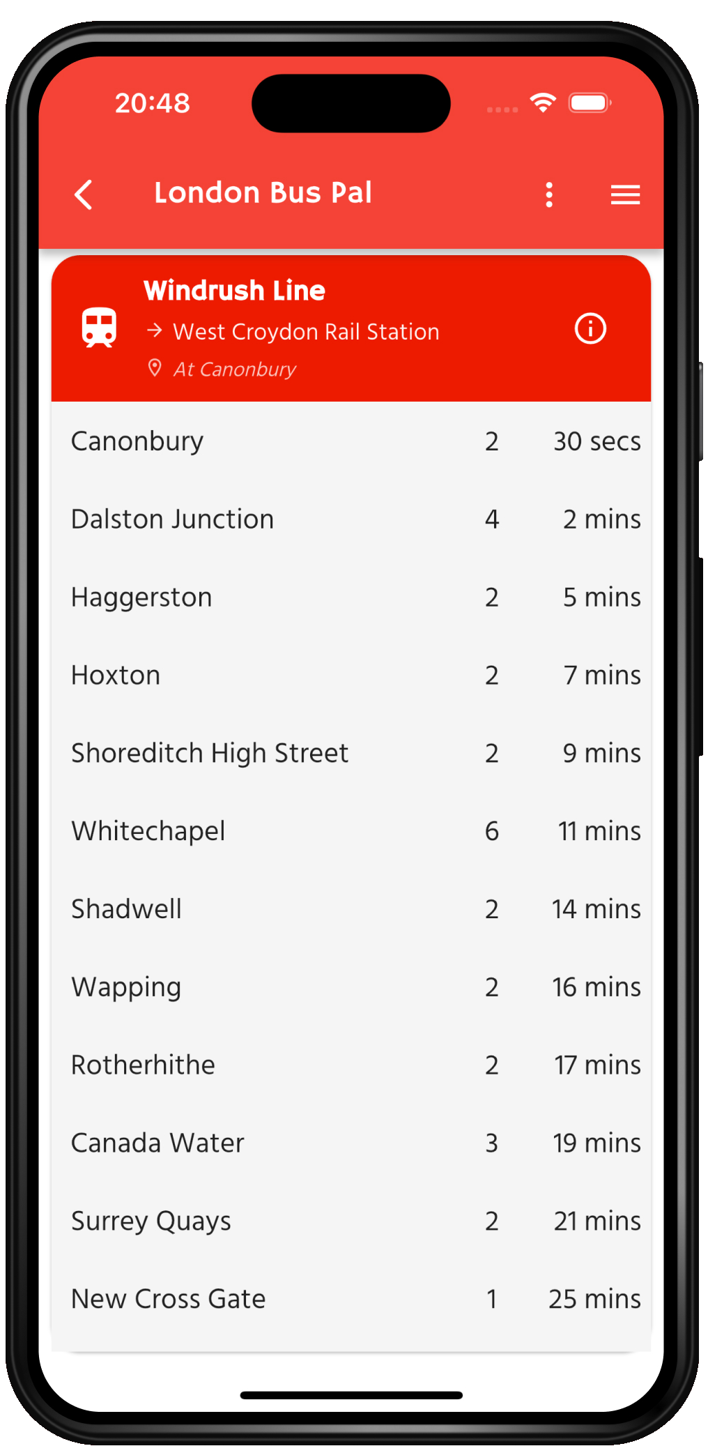 Windrush line tracker.